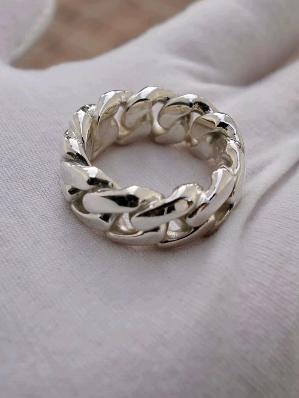 925 Silver Cuban Link Ring Size 7
